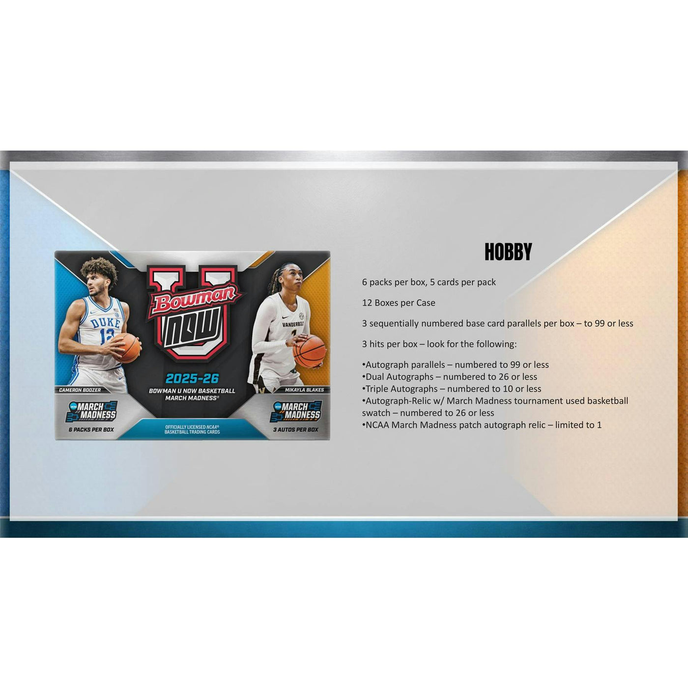 2025/26 Bowman University NOW March Madness Basketball Hobby Box