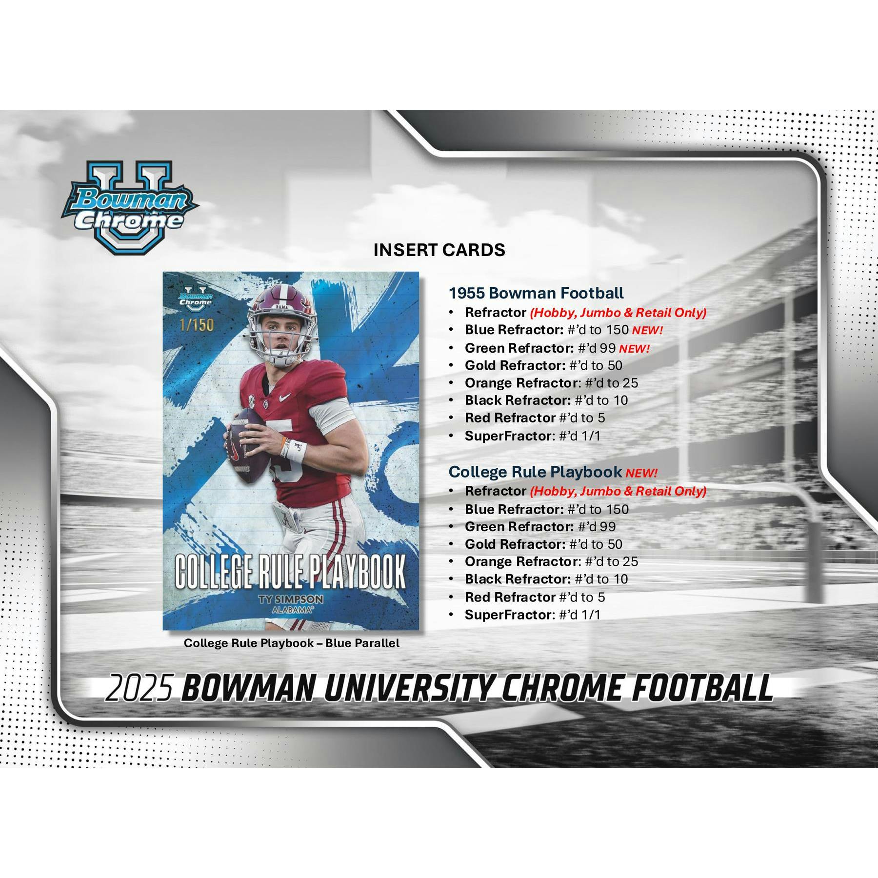 2025 Bowman University Chrome Football Hobby Jumbo Box