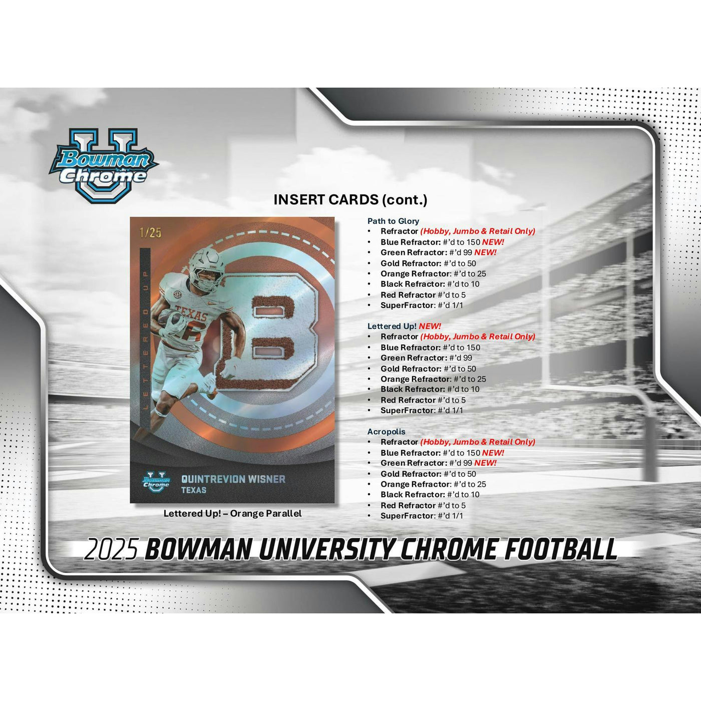2025 Bowman University Chrome Football Hobby Jumbo Box