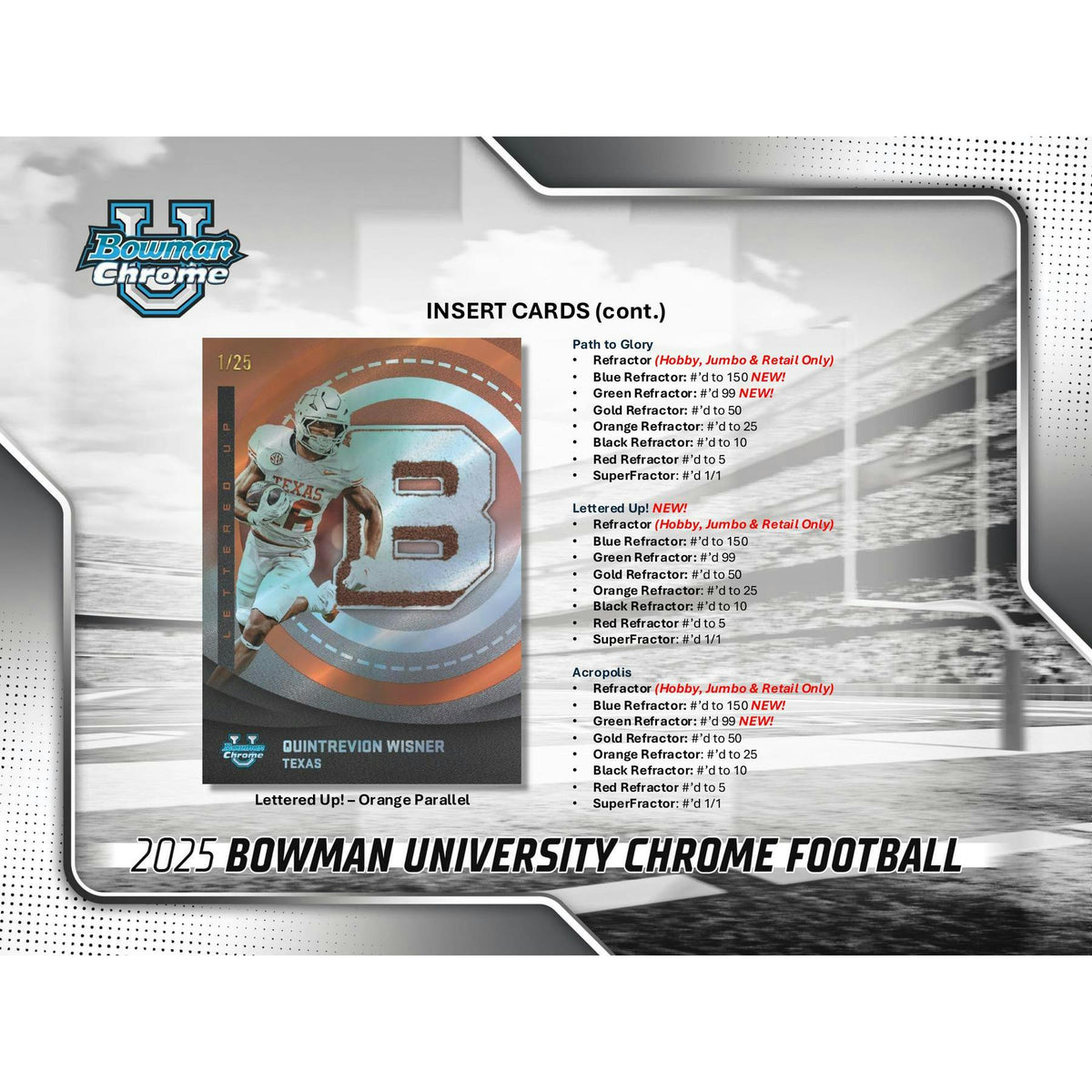 2025 Bowman University Chrome Football Hobby Jumbo Box