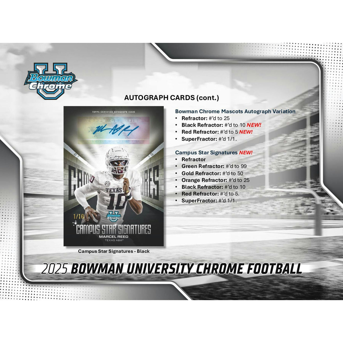 2025 Bowman University Chrome Football Hobby Jumbo Box