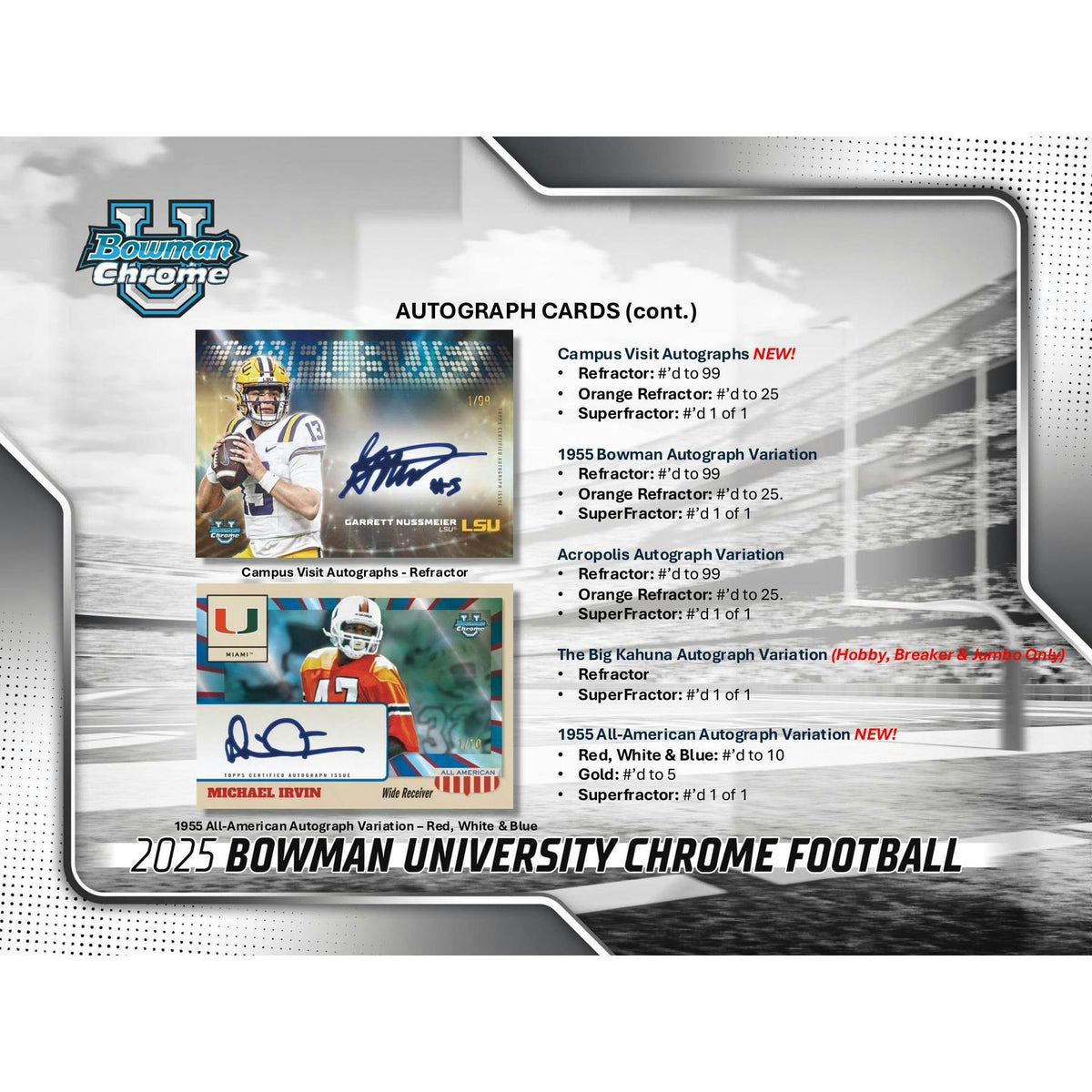 2025 Bowman University Chrome Football Hobby Jumbo 8-Box Case