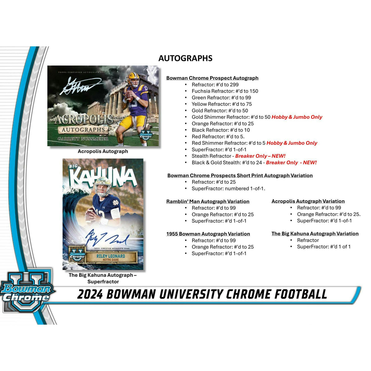 2024 Bowman University Chrome Football Mega Box