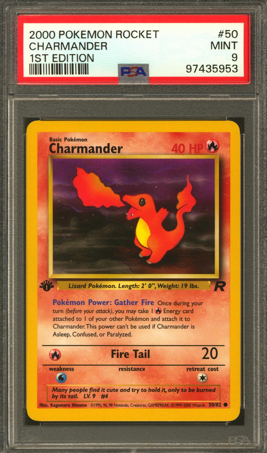 Pokemon Team Rocket 1st Edition Charmander 50/82 PSA 9