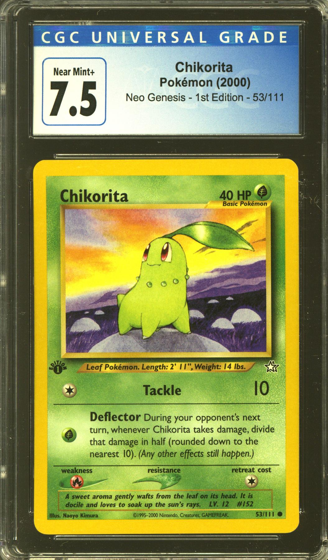 Pokemon Neo Genesis 1st Edition Chikorita 53/111 CGC 7.5 subs