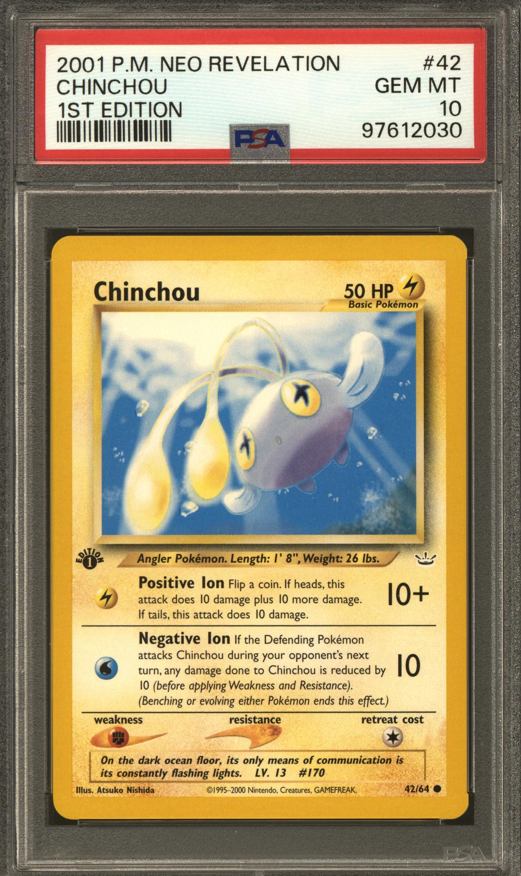 Pokemon Neo Revelation 1st Edition Chinchou 42/64 PSA 10 GEM MINT