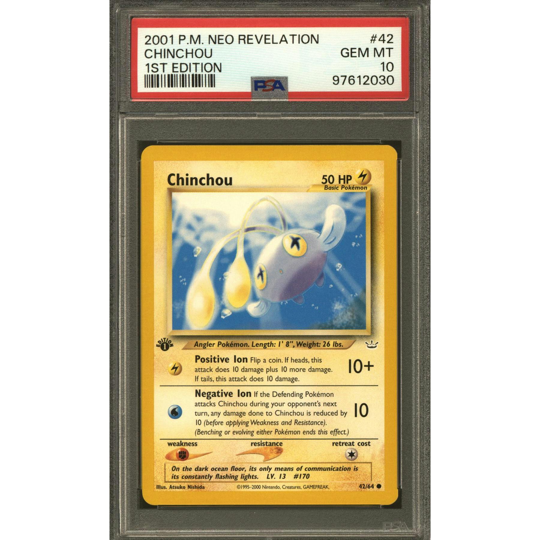 Pokemon Neo Revelation 1st Edition Chinchou 42/64 PSA 10 GEM MINT