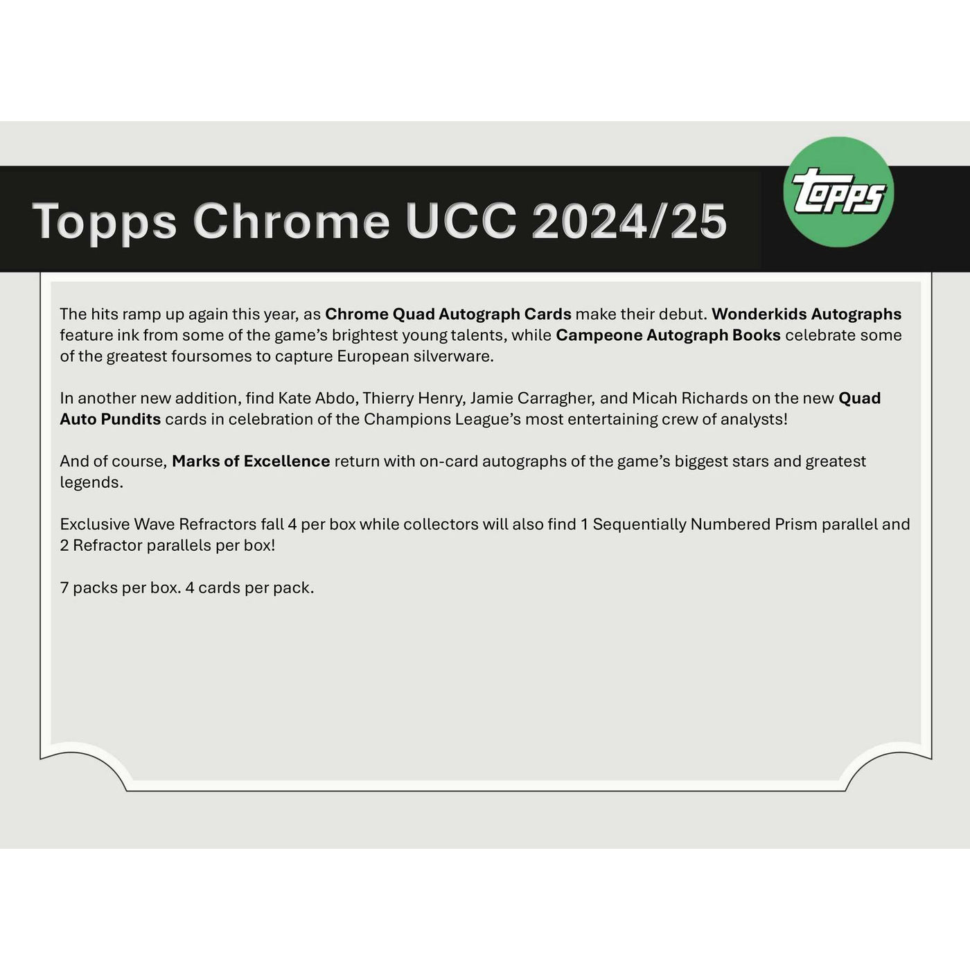2024/25 Topps Chrome UEFA Club Competitions Soccer Blaster 40-Box Case
