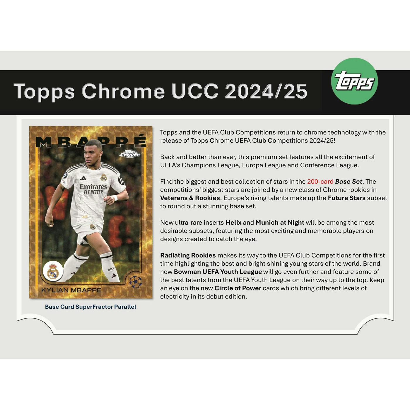 2024/25 Topps Chrome UEFA Club Competitions Soccer Hobby 12-Box Case