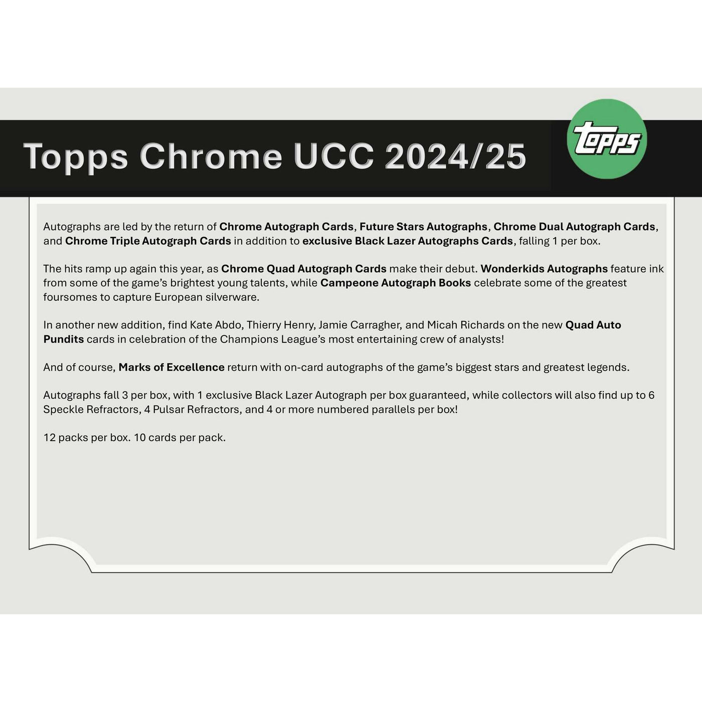 2024/25 Topps Chrome UEFA Club Competitions Soccer Hobby Jumbo 8-Box Case