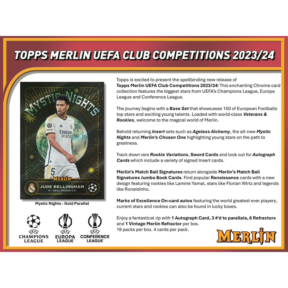 2023/24 Topps Chrome Merlin UEFA Club Competitions Soccer Hobby Box