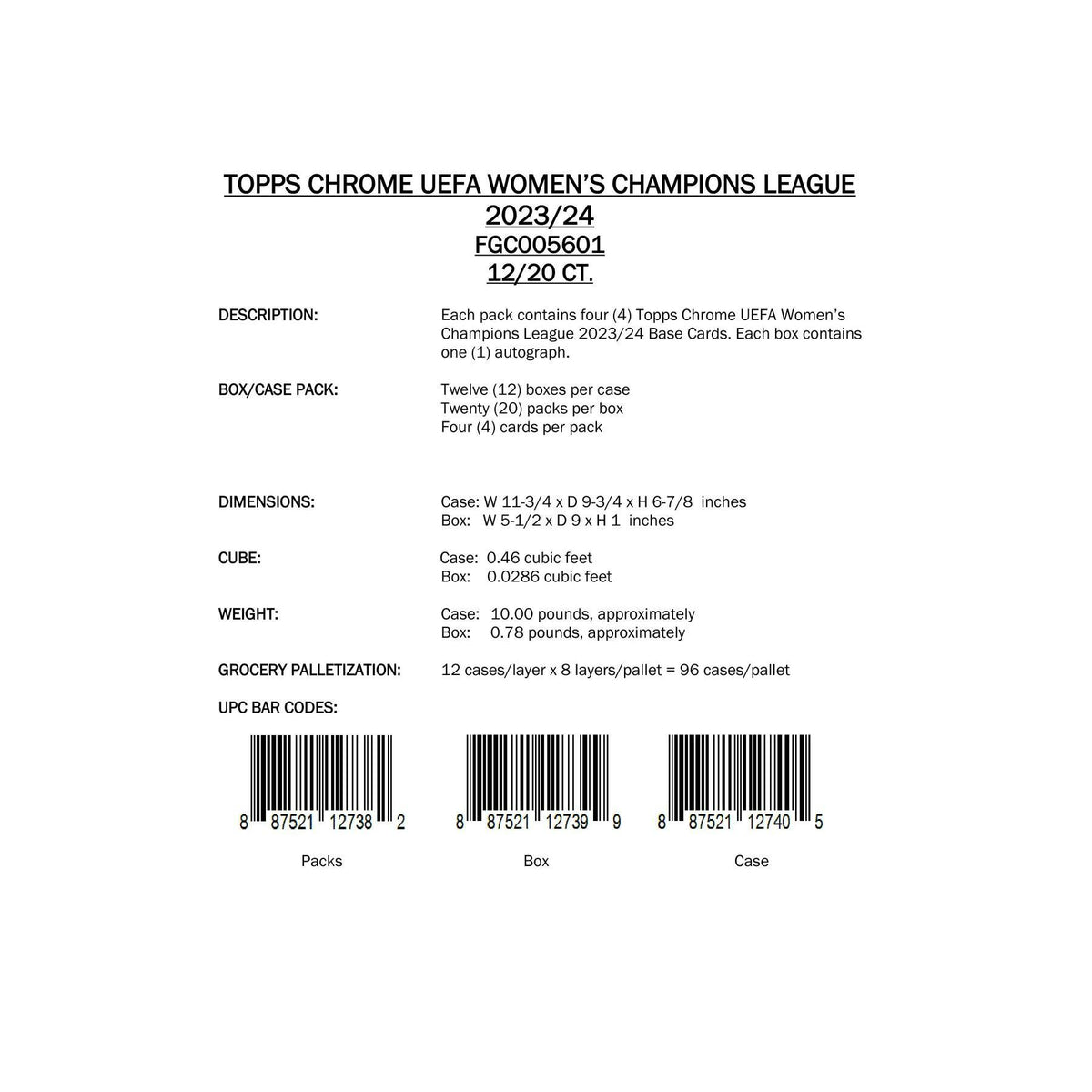 2023/24 Topps Chrome UEFA Women's Champions League Soccer Hobby Pack