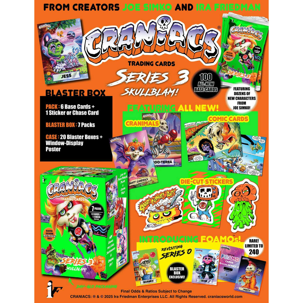 Craniacs Trading Cards Series 3 Skullblam! Blaster 20-Box Case