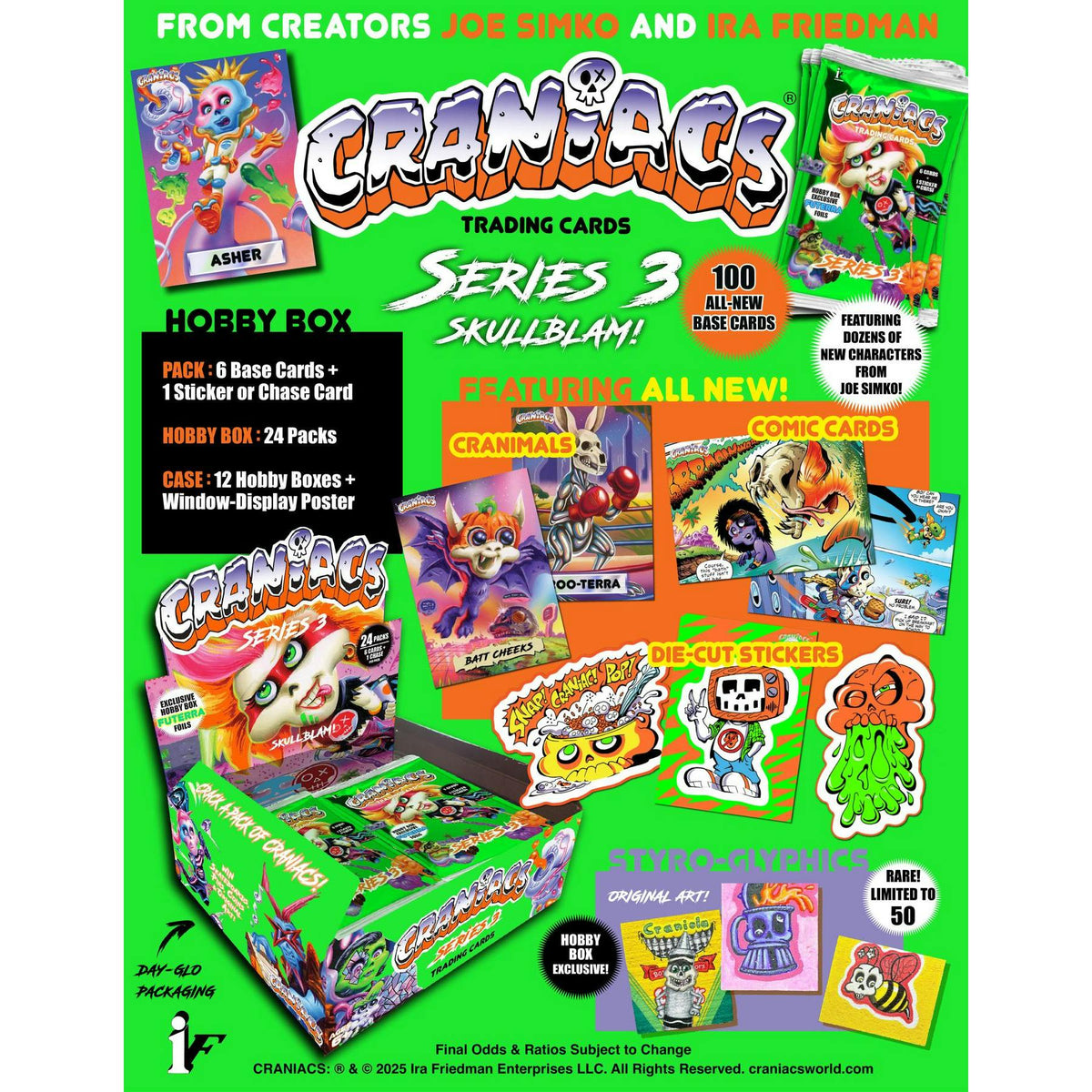 Craniacs Trading Cards Series 3 Skullblam! Hobby 12-Box Case