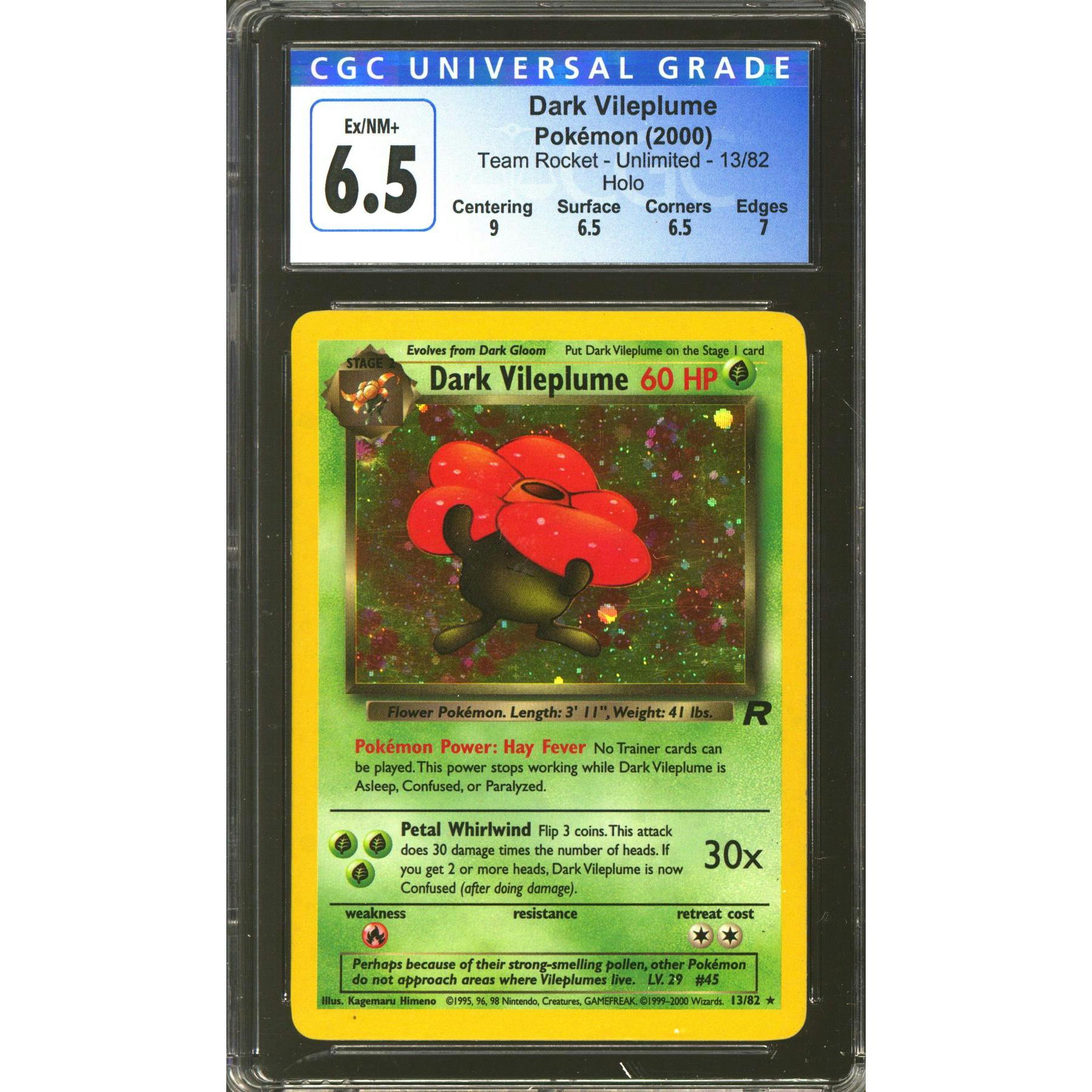 Pokemon Team Rocket Dark Vileplume 13/82 CGC 6.5 subs