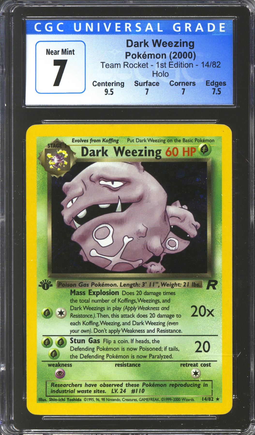 Pokemon Team Rocket 1st Edition Dark Weezing 14/82 CGC 7 subs