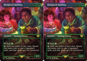 Magic the Gathering LOTR BORDERLESS FOIL 2x Delighted Halfling 402 x2 NEAR MINT NM
