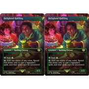 Magic the Gathering LOTR BORDERLESS FOIL 2x Delighted Halfling 402 x2 NEAR MINT NM
