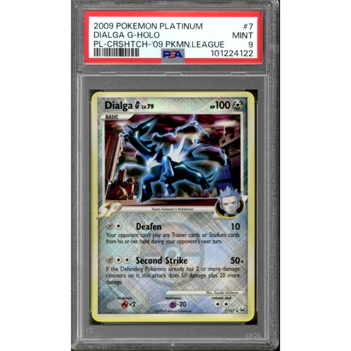 Pokemon Platinum League Promo Cross-Hatch Reverse Holo Foil Dialga G 7/127 PSA 9