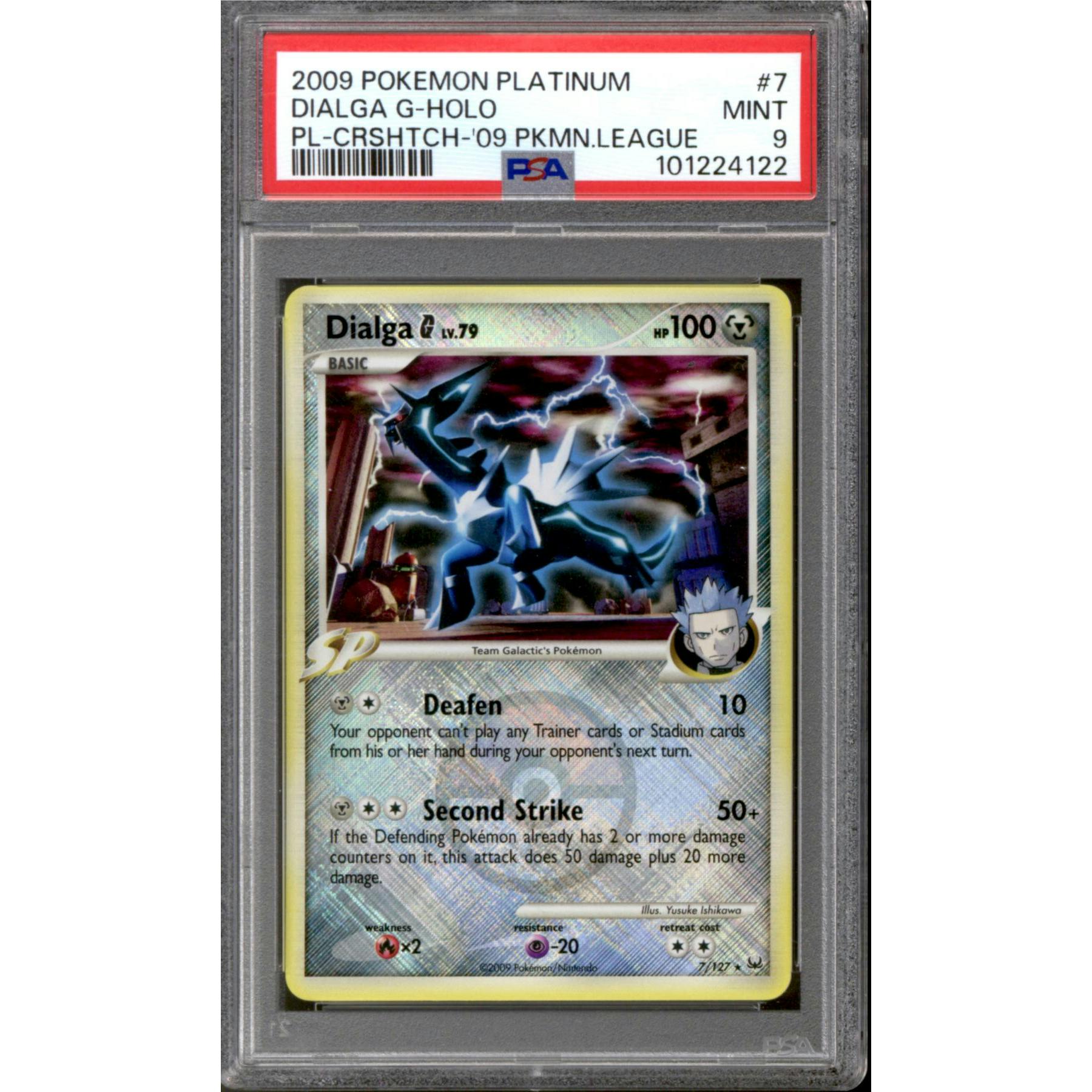 Pokemon Platinum League Promo Cross-Hatch Reverse Holo Foil Dialga G 7/127 PSA 9