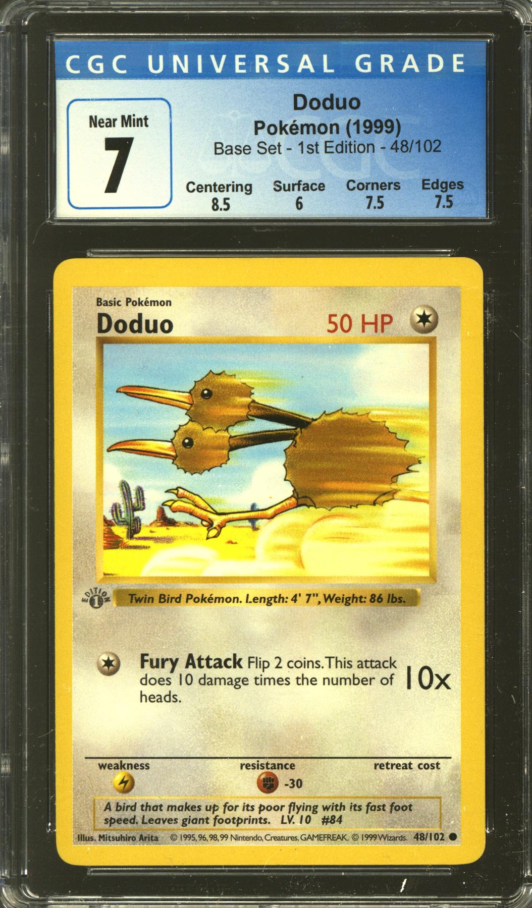 Pokemon Base Set 1st Edition Shadowless Doduo 48/102 CGC 7 subs