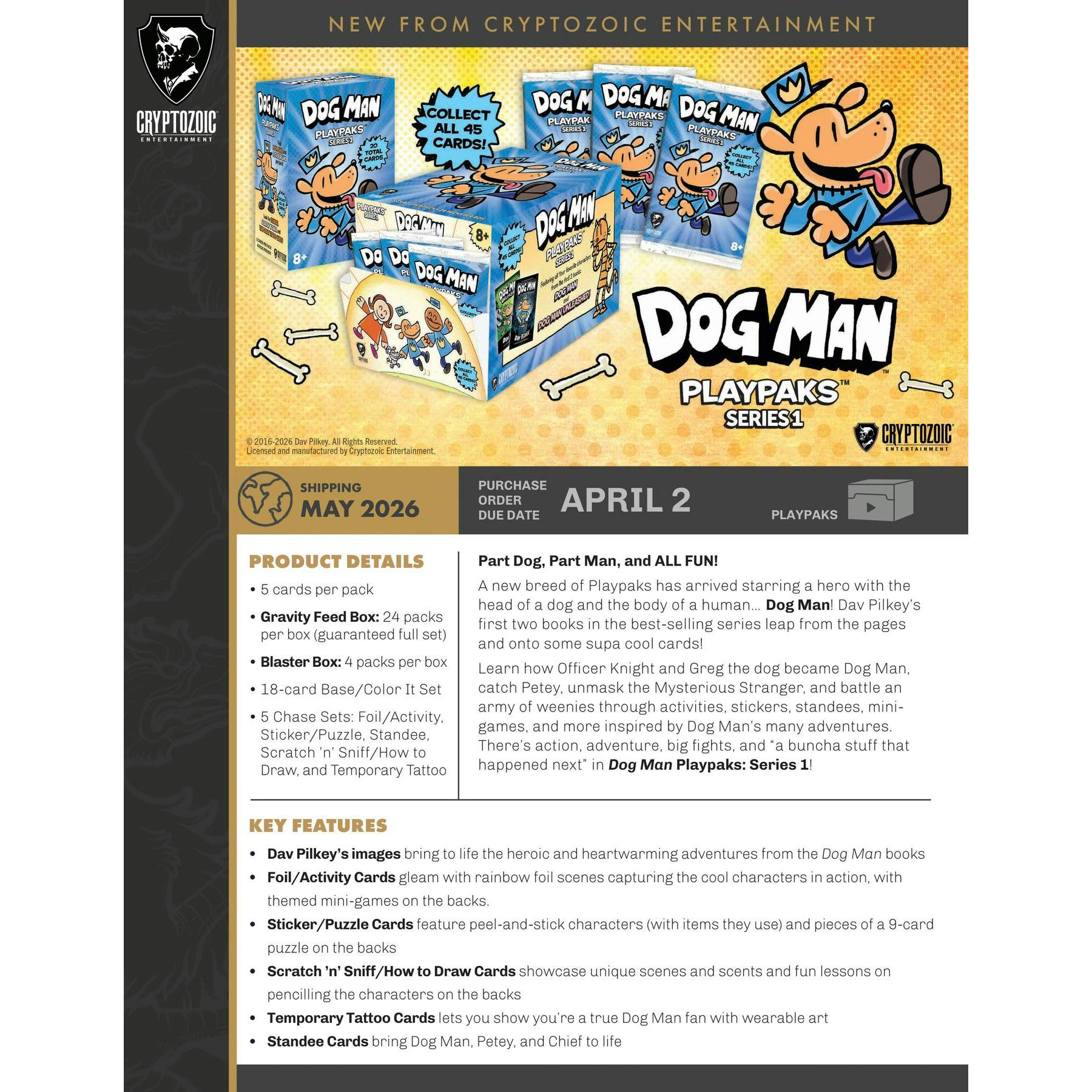 2026 Cryptozoic Dog Man Playpaks: Series 1 Blaster 24-Box Case