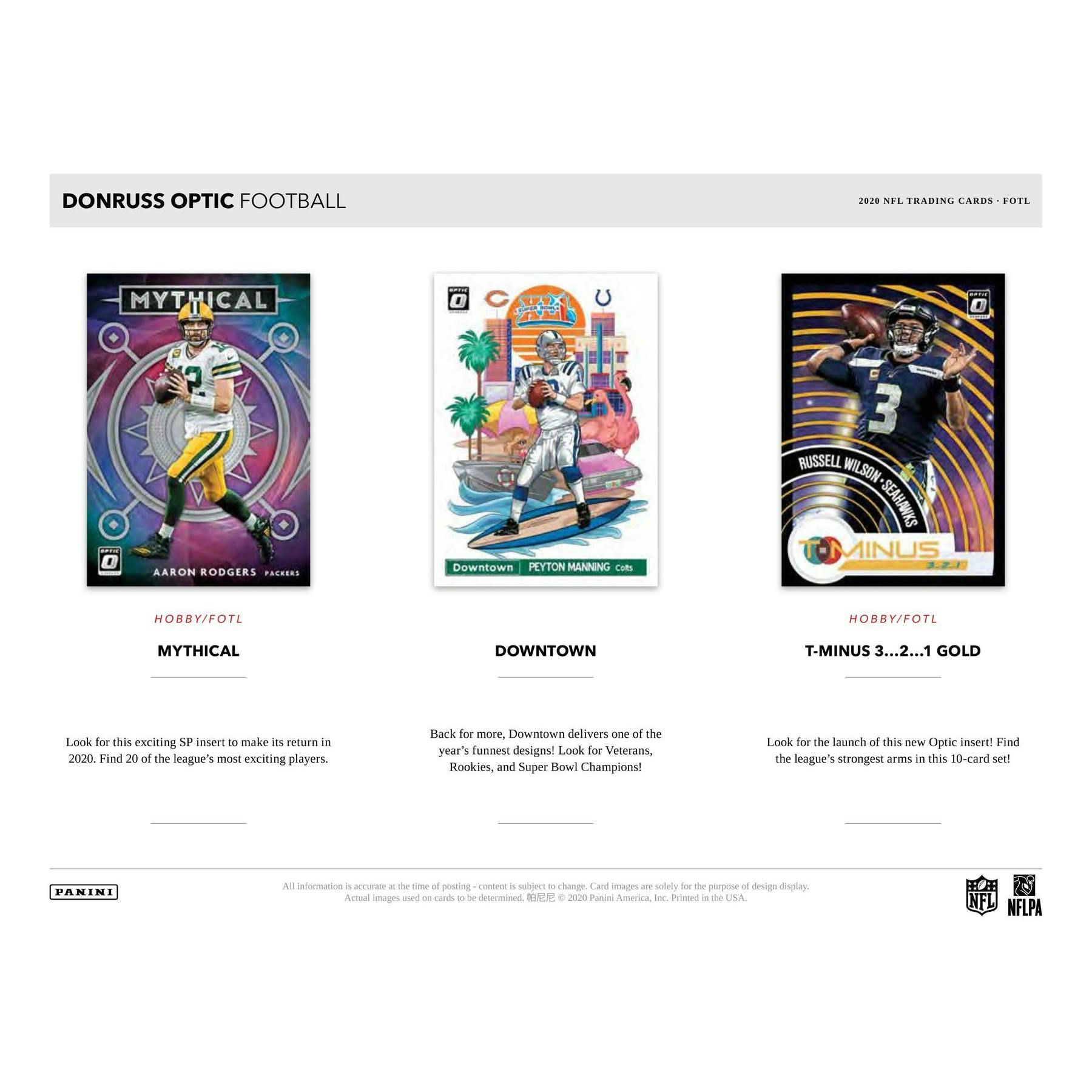 2020 Panini Donruss Optic Football 1st Off The Line FOTL Hobby Box
