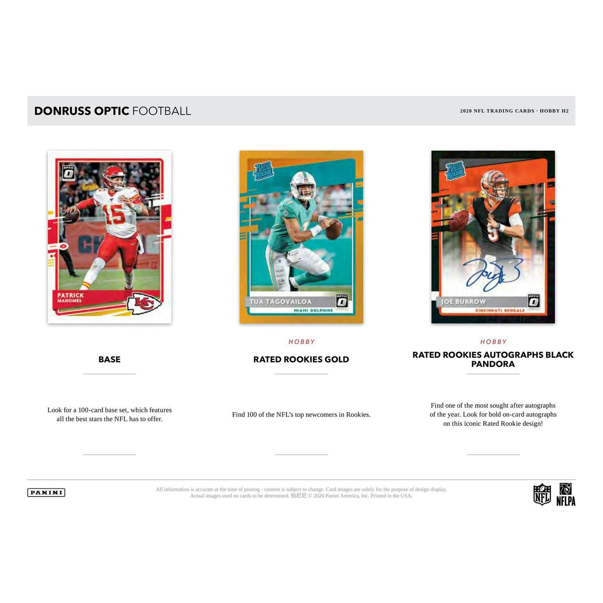 2020 Panini Donruss Optic Football H2 Hobby Hybrid 20-Box Case