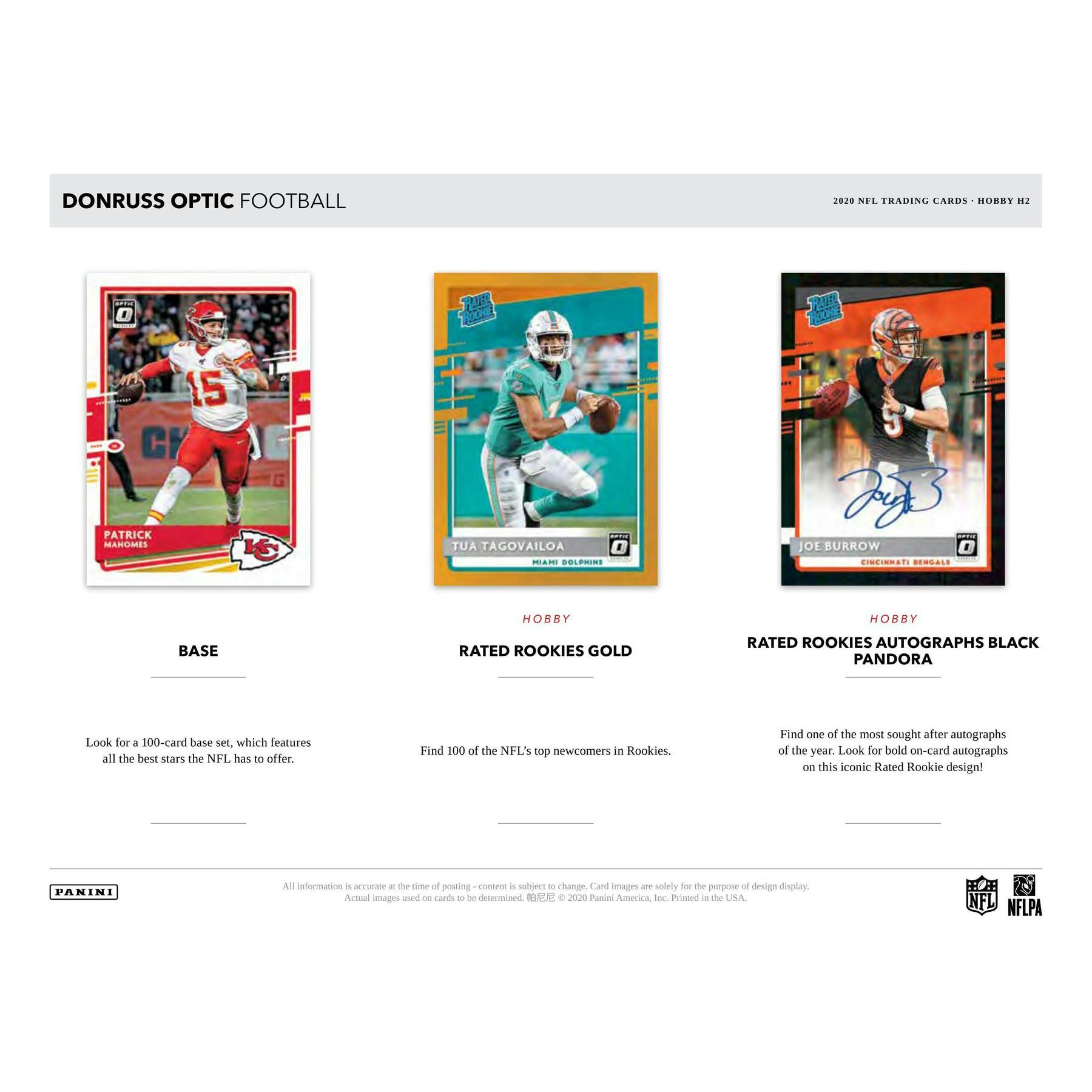 2020 Panini Donruss Optic Football H2 Hobby Hybrid Box