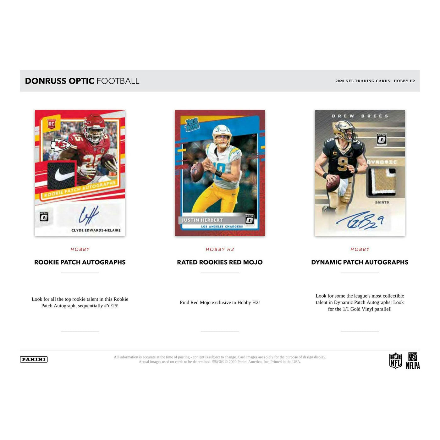 2020 Panini Donruss Optic Football H2 Hobby Hybrid Box