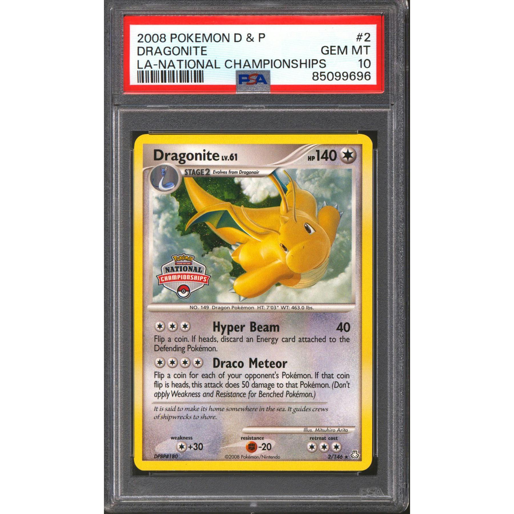 Pokemon 2008 LA National Championship Dragonite 2/146 PSA 10 GEM MINT *696