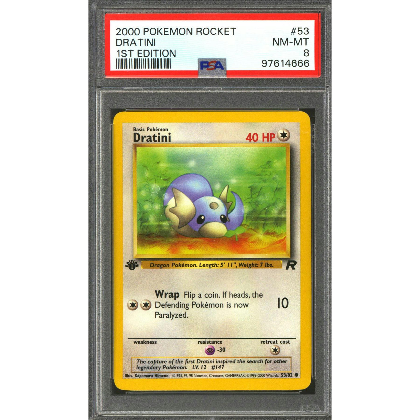Pokemon Team Rocket 1st Edition Dratini 53/82 PSA 8
