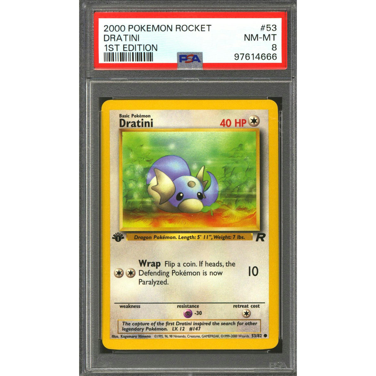 Pokemon Team Rocket 1st Edition Dratini 53/82 PSA 8