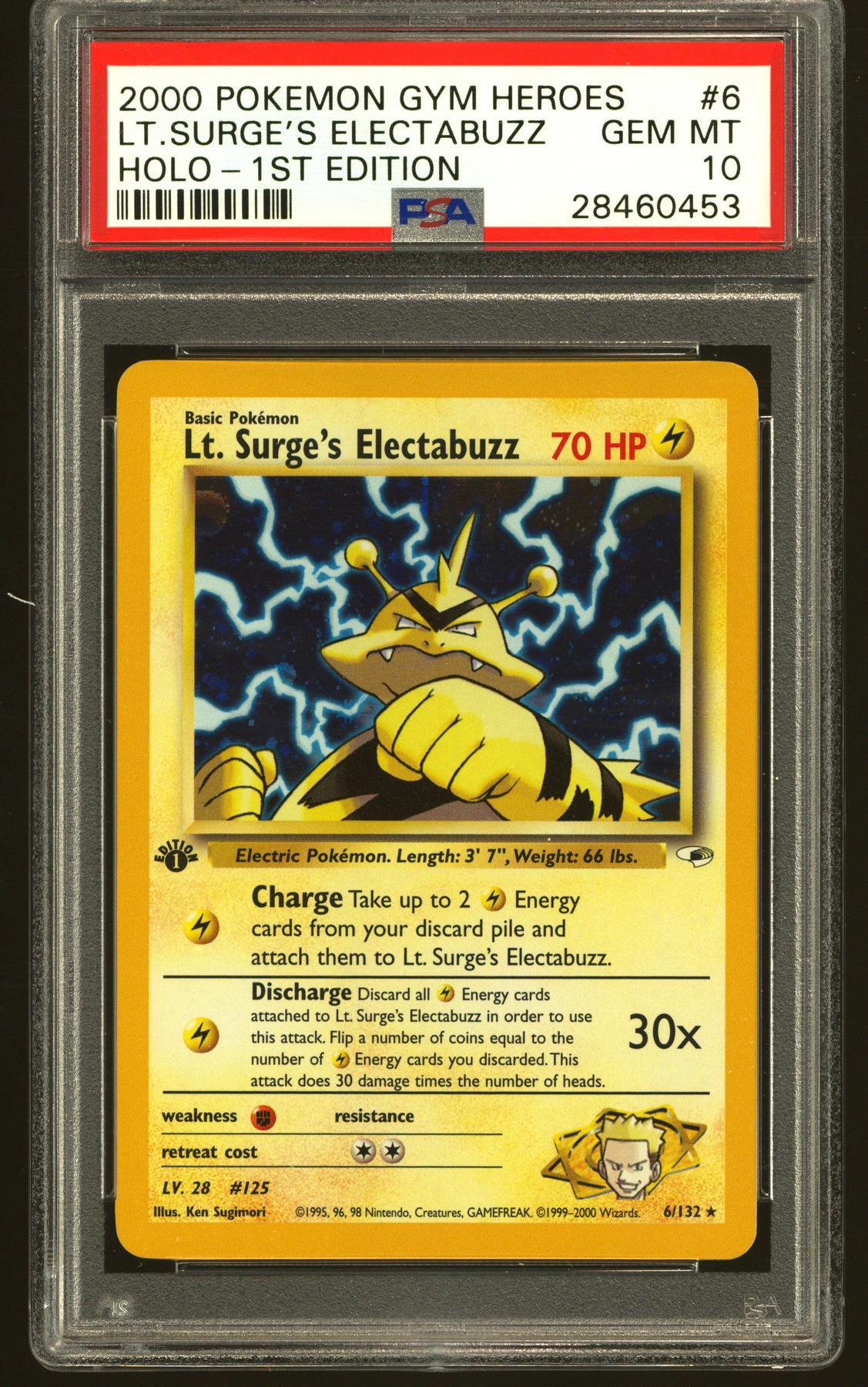 Pokemon Gym Heroes 1st Edition Lt. Surge's Electabuzz 6/132 PSA 10 GEM MINT