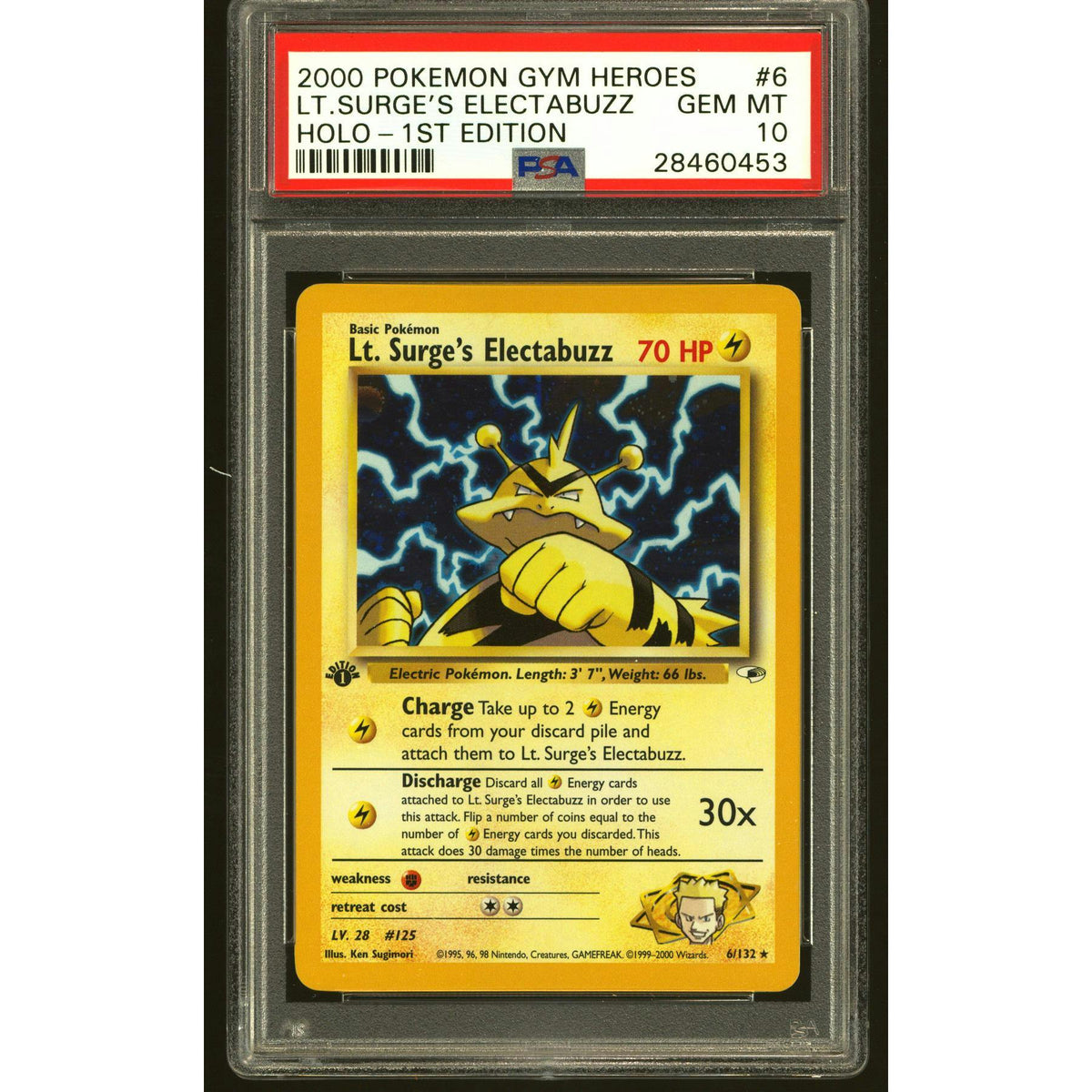 Pokemon Gym Heroes 1st Edition Lt. Surge's Electabuzz 6/132 PSA 10 GEM MINT