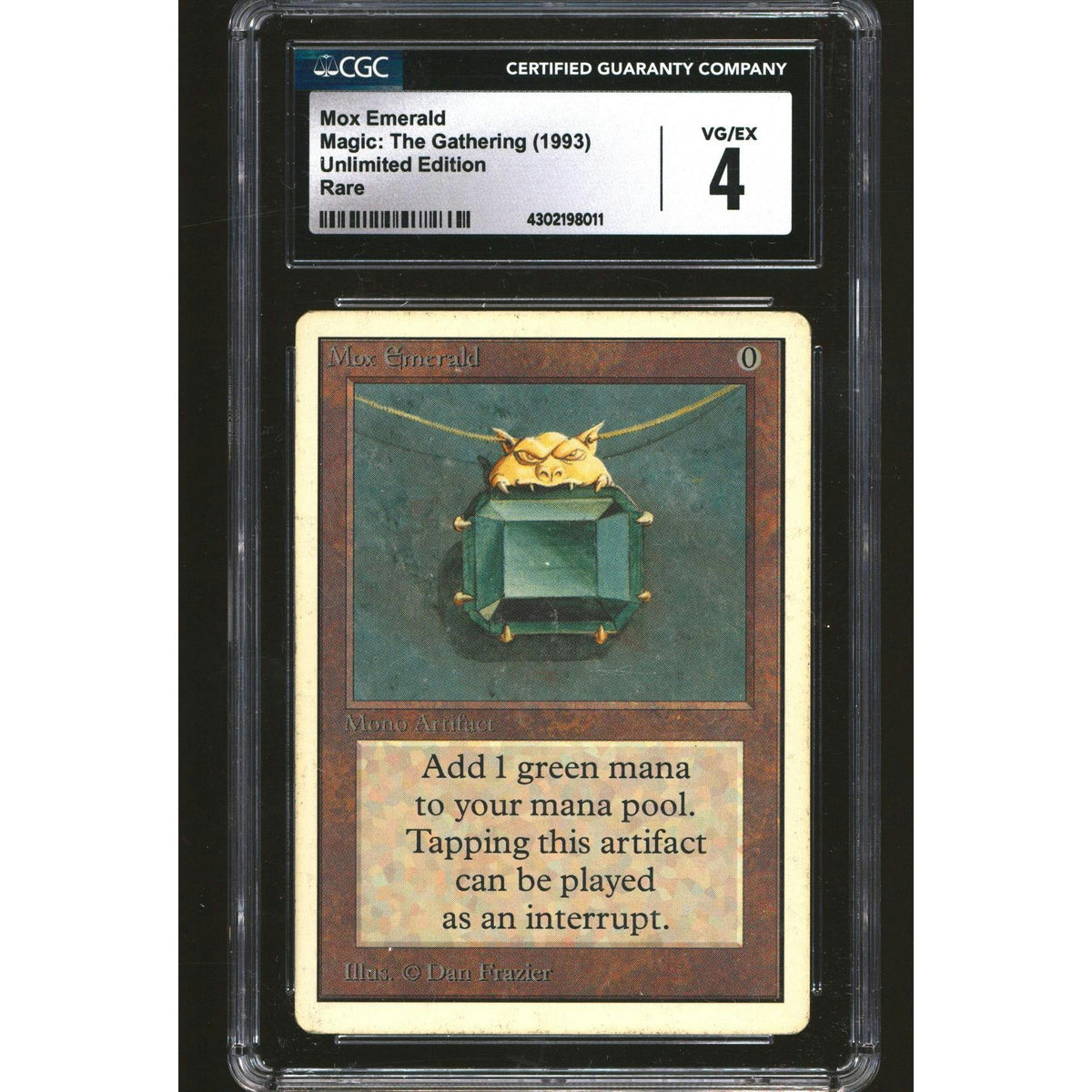 Magic the Gathering Unlimited Mox Emerald CGC 4 MODERATELY PLAYED MP