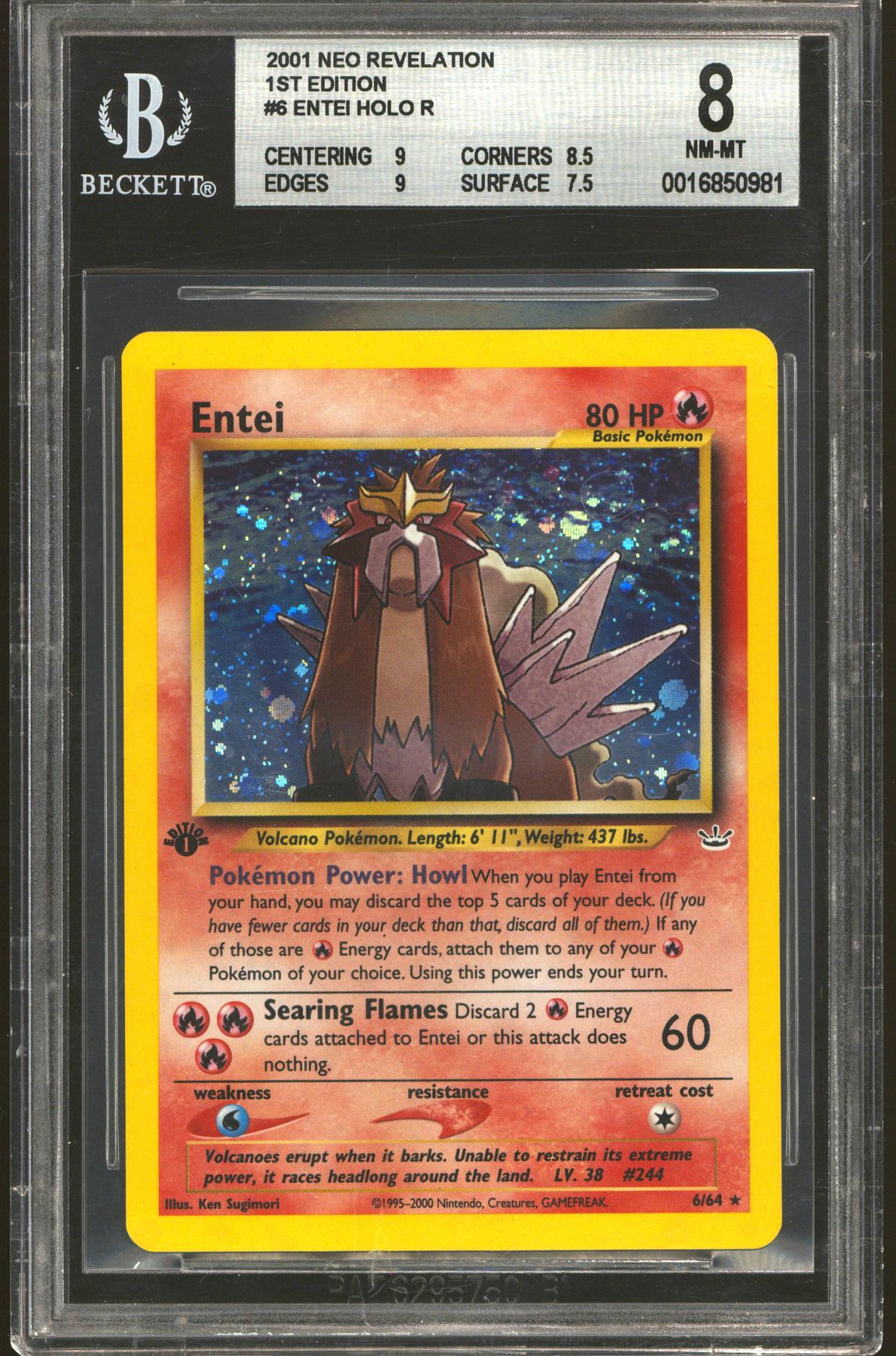 Pokemon Neo Revelation 1st Edition Entei 6/64 BGS 8 (9, 8.5, 9, 7.5)