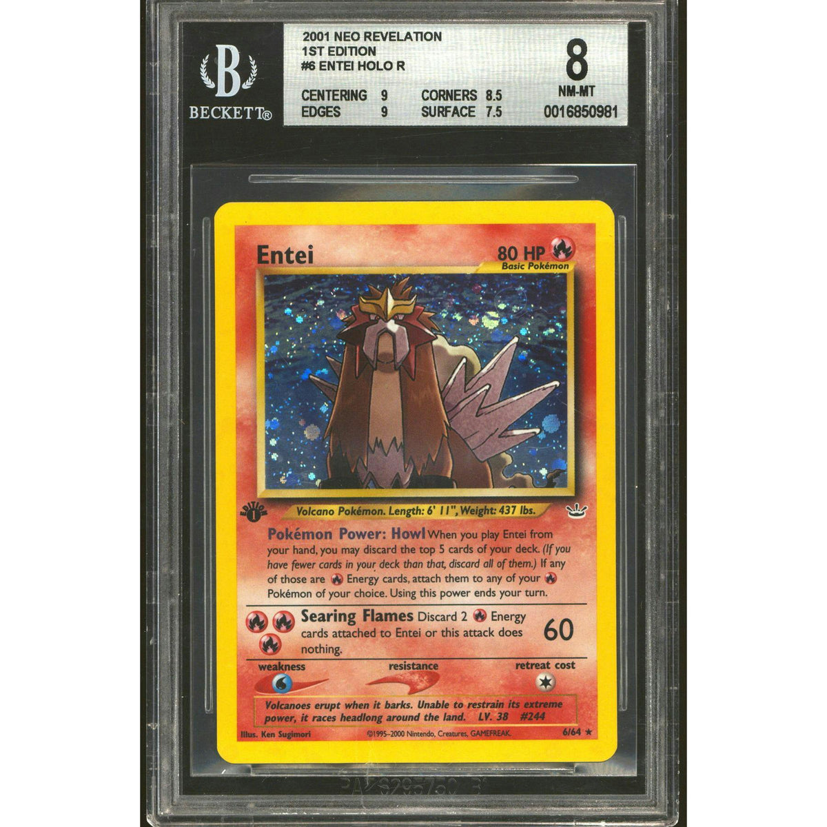 Pokemon Neo Revelation 1st Edition Entei 6/64 BGS 8 (9, 8.5, 9, 7.5)