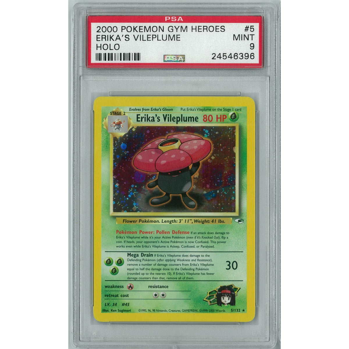 Pokemon Gym Heroes Erika's Vileplume 5/132 PSA 9