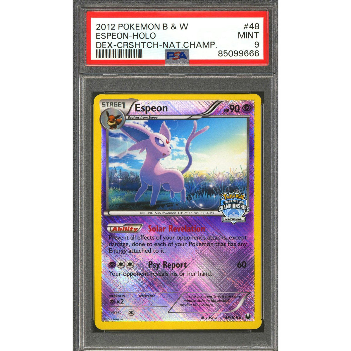 Pokemon 2012 National Championship Cross-Hatch Promo Espeon 48/108 PSA 9 *666