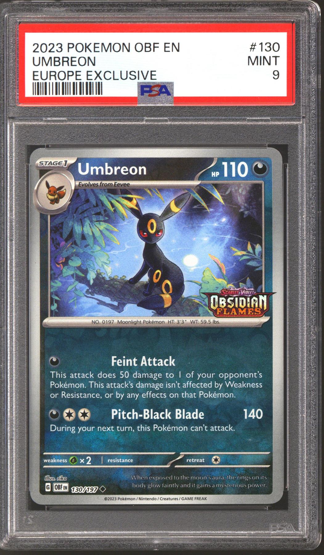 Pokemon Obsidian Flames EU Europe Exclusive Promo Umbreon 130/197 PSA 9