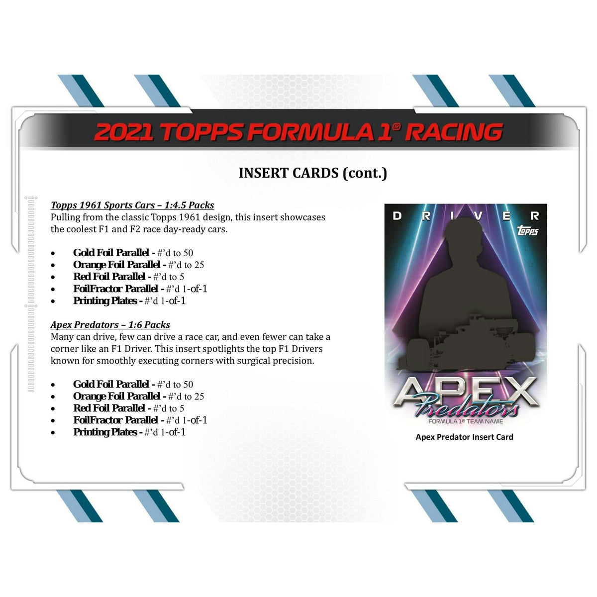 2021 Topps F1 Formula 1 Racing Hobby Box