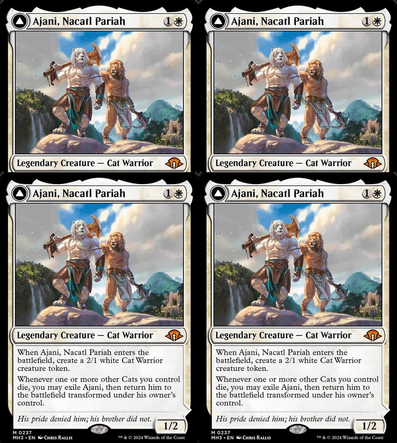 Magic the Gathering Modern Horizons 3 PLAYSET 4x Ajani Nacatl Pariah Avenger x4 NEAR MINT NM