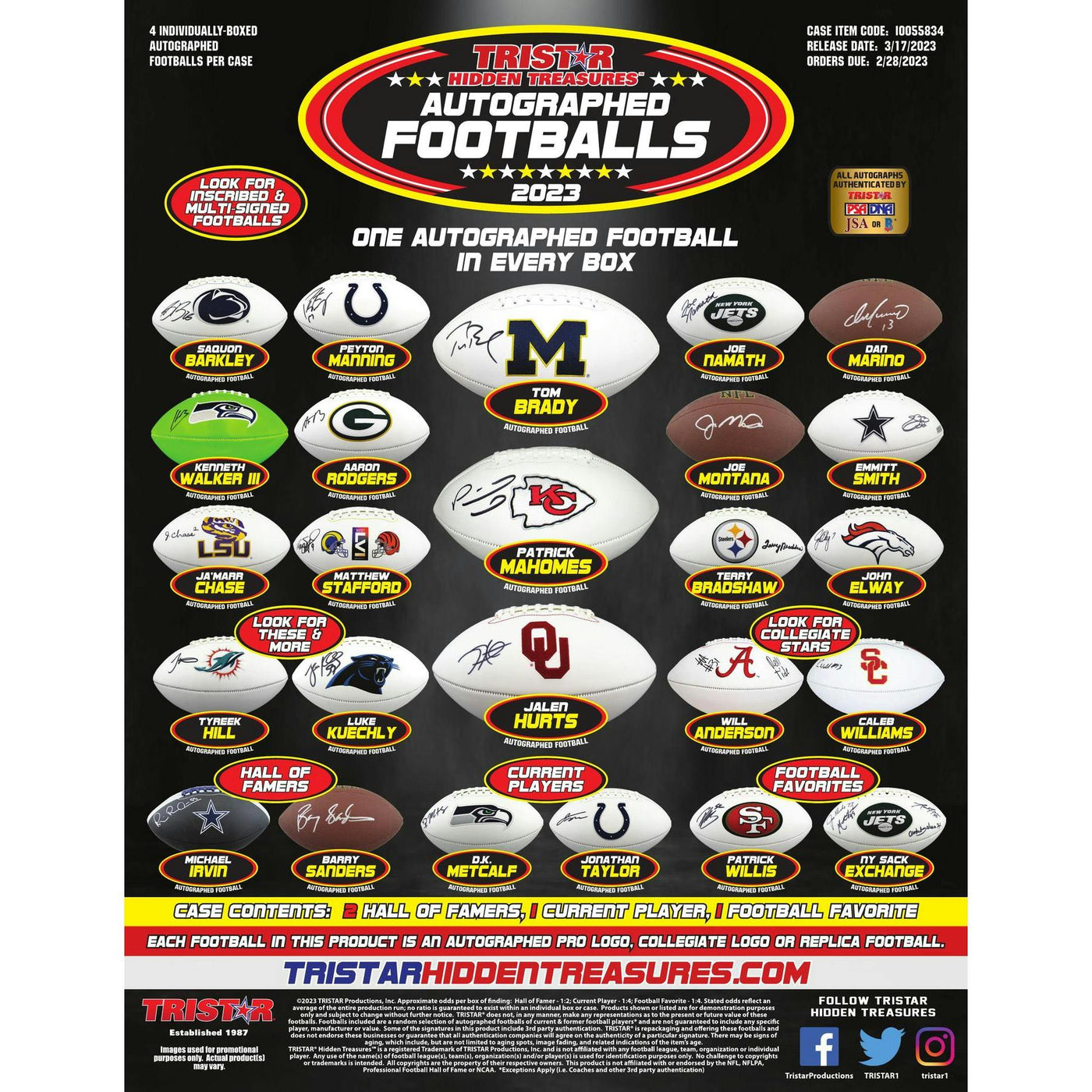 2023 TriStar Hidden Treasures Autographed Football Hobby Box (Reed Buy)