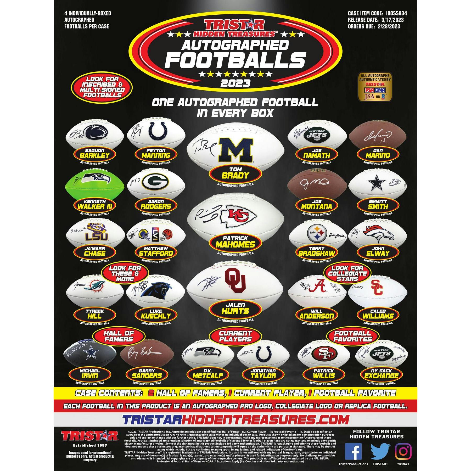 2023 TriStar Hidden Treasures Autographed Football Hobby Box (Reed Buy)