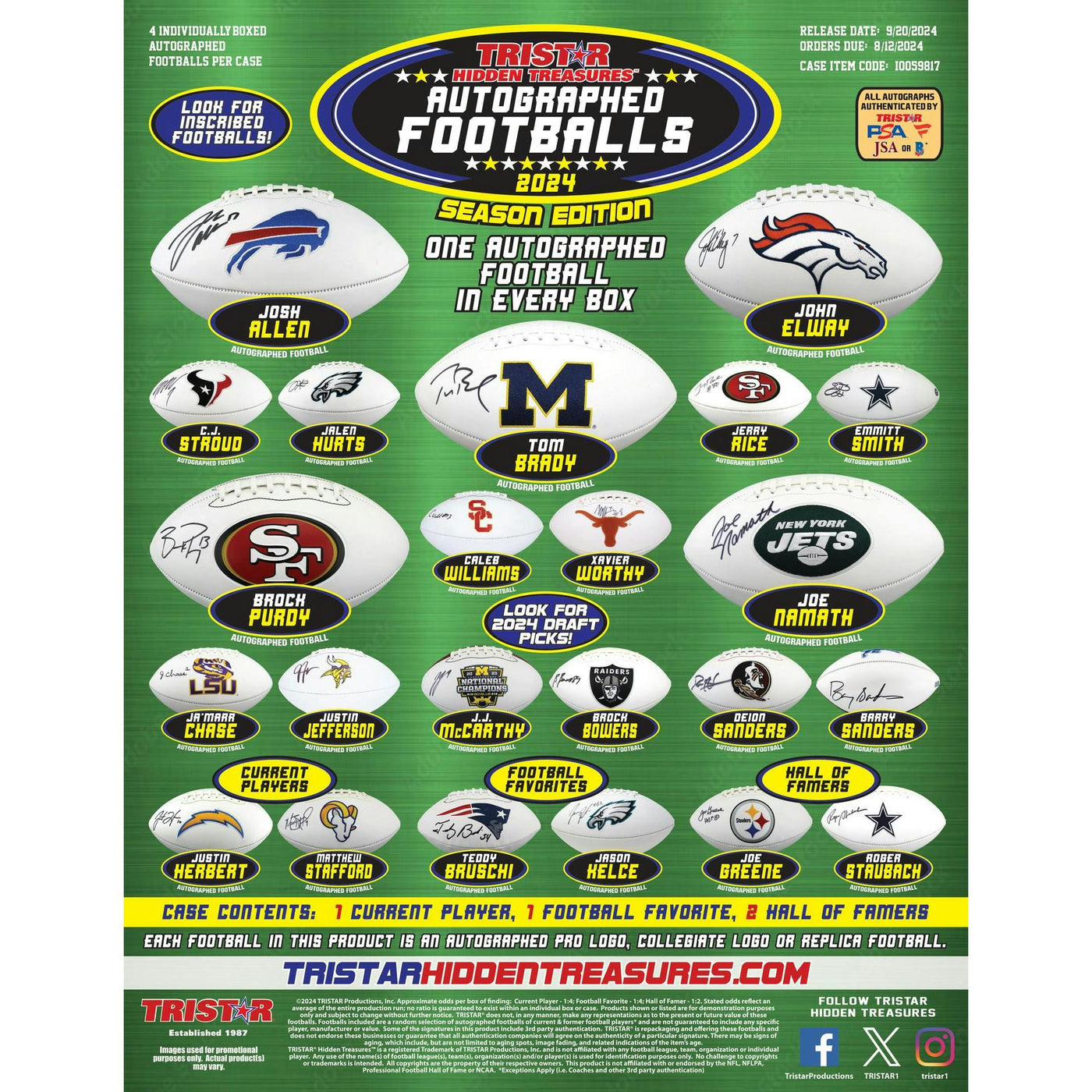 2024 TriStar Hidden Treasures Autographed Footballs Season Edition Hobby Box (Reed Buy)