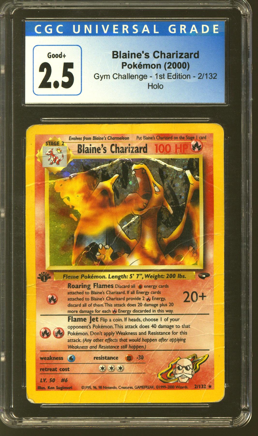 Pokemon Gym Challenge 1st Edition Blaine's Charizard 2/132 CGC 2.5