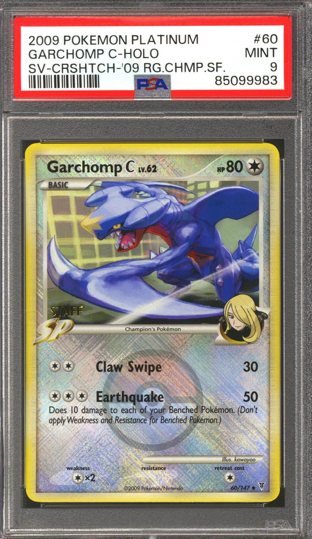 Pokemon 2009 Regional Championship Cross-Hatch Staff Promo Garchomp C 60/147 PSA 9 *983