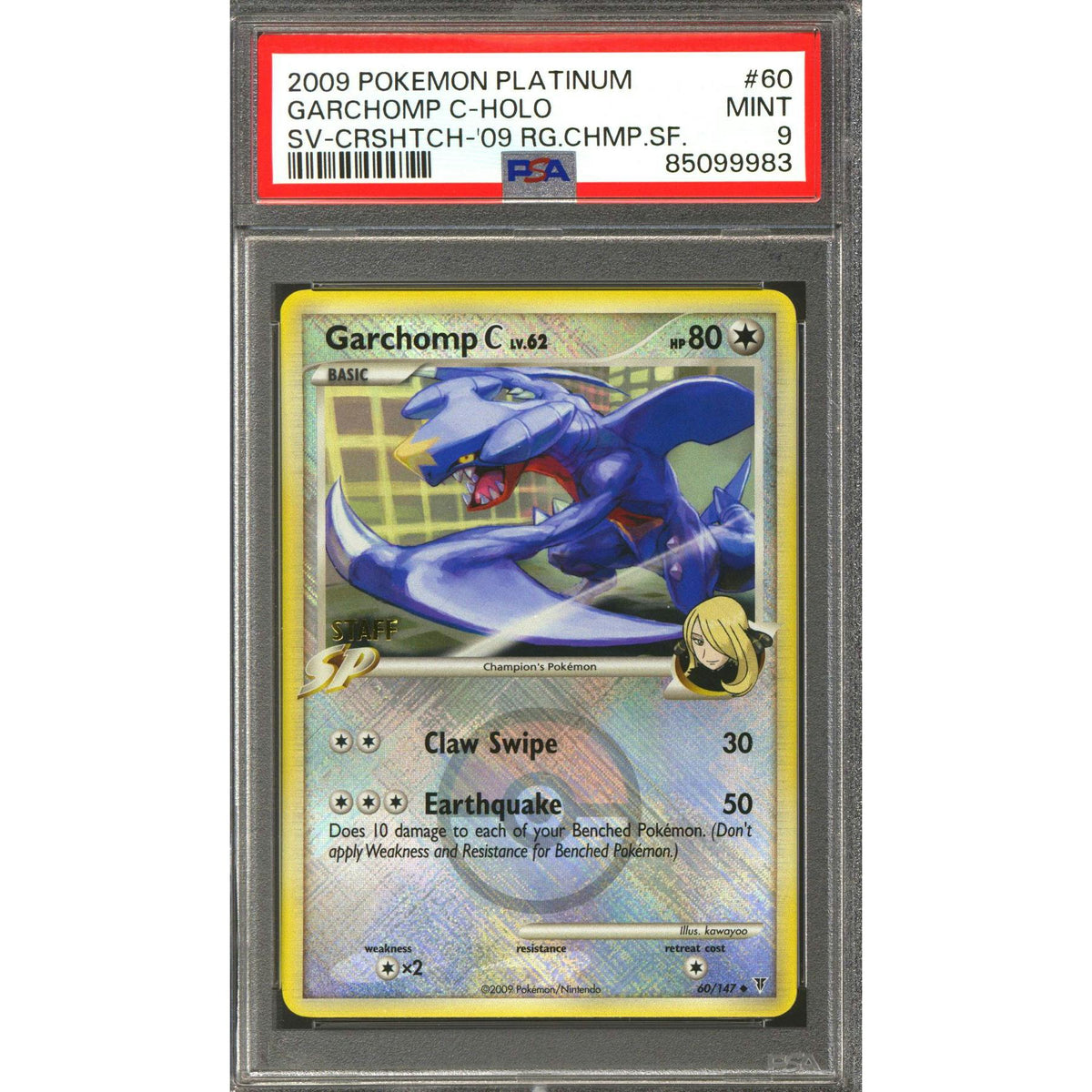 Pokemon 2009 Regional Championship Cross-Hatch Staff Promo Garchomp C 60/147 PSA 9 *983