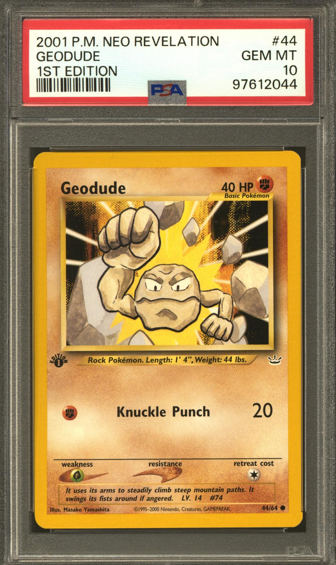 Pokemon Neo Revelation 1st Edition Geodude 44/64 PSA 10 GEM MINT